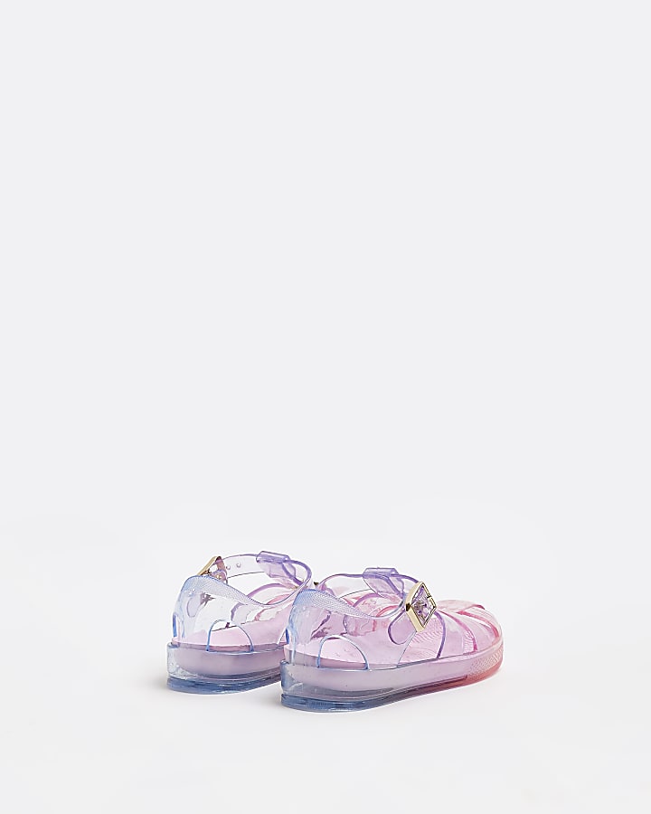 Mini girls pink RI branded ombre jelly shoes