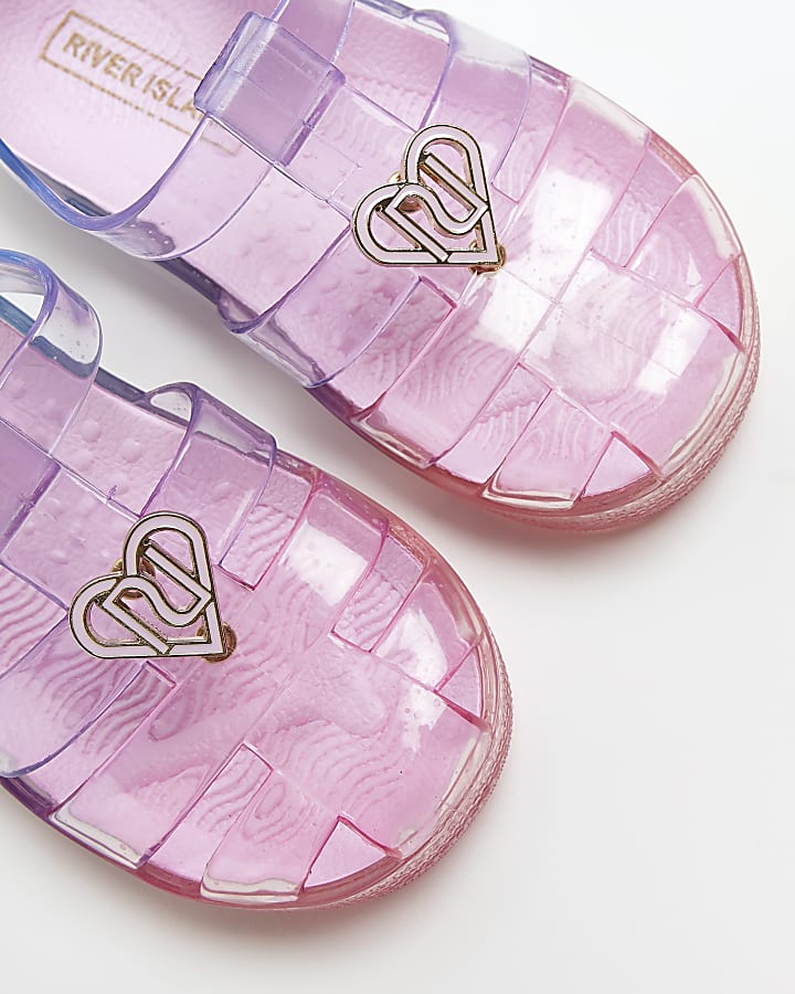 Mini girls pink RI branded ombre jelly shoes