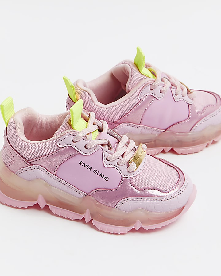 Mini girls pink RI chunky runner trainers