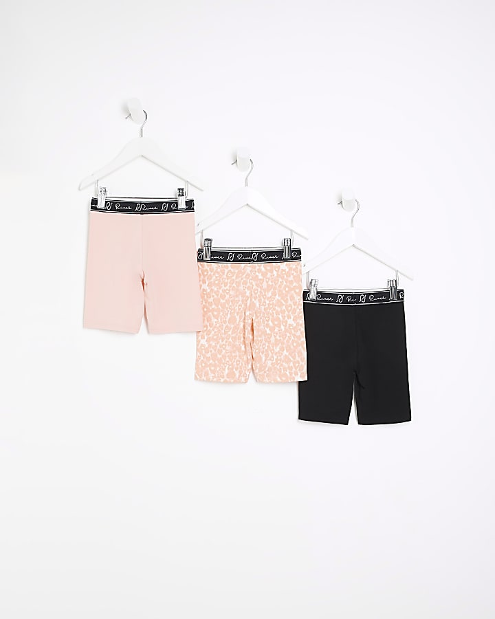 Mini girls pink RI cycling shorts 3 pack