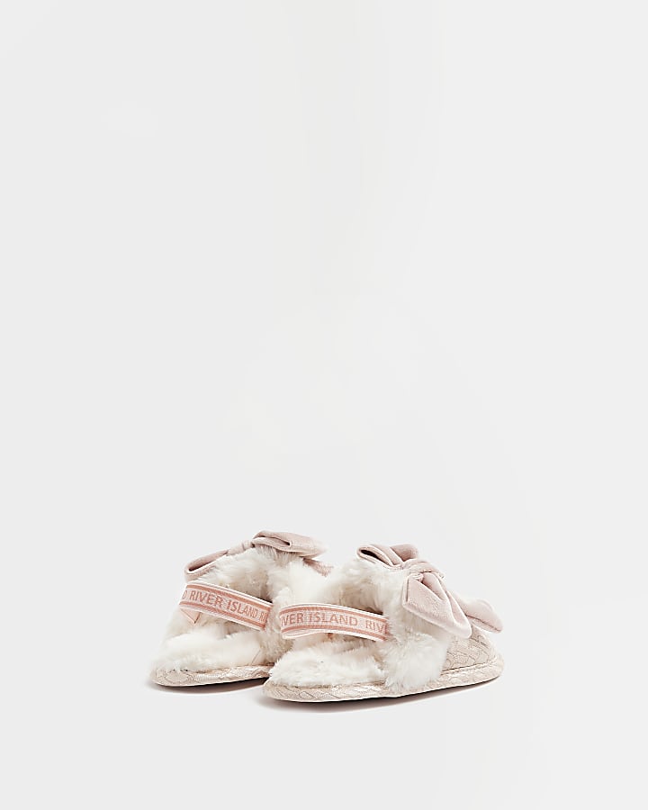 Mini girls pink RI jacquard slippers