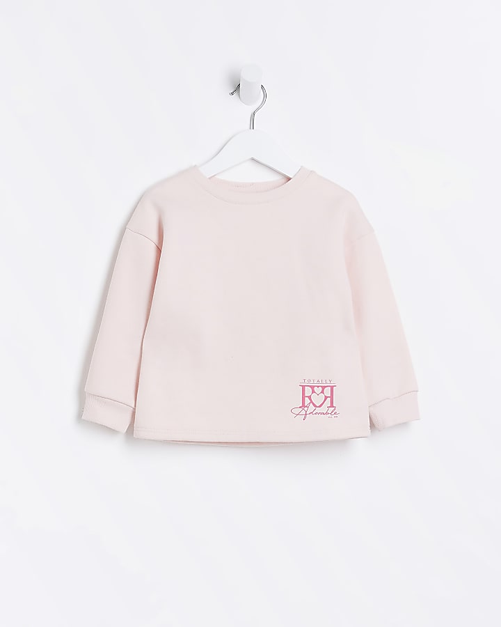 Mini Girls Pink RI Logo Sweatshirt