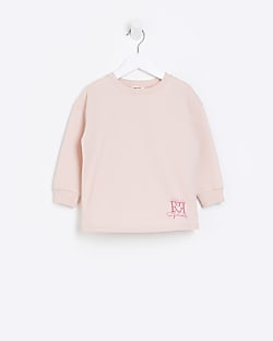 Mini girls Pink RI Longline Sweatshirt