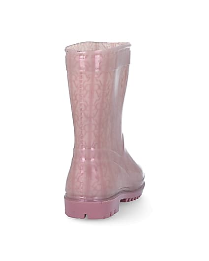 360 degree animation of product Mini girls pink RI monogram wellie boots frame-10