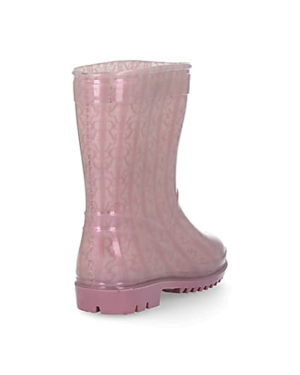 360 degree animation of product Mini girls pink RI monogram wellie boots frame-11