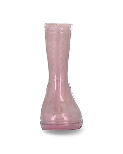 360 degree animation of product Mini girls pink RI monogram wellie boots frame-21