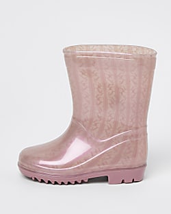 Mini girls pink RI monogram wellie boots