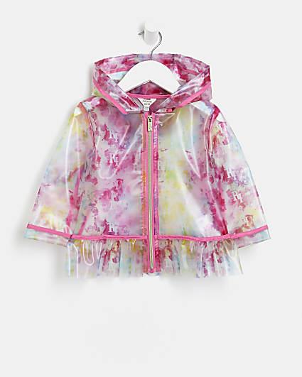 Mini girls pink RI peplum rain jacket