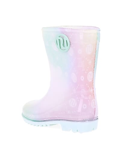 360 degree animation of product Mini girls pink RI print ombre wellie boots frame-6