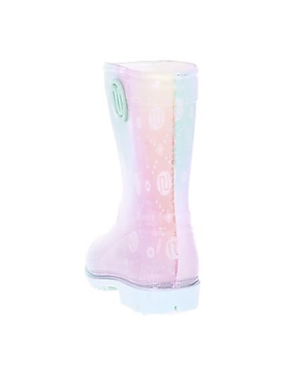 360 degree animation of product Mini girls pink RI print ombre wellie boots frame-8