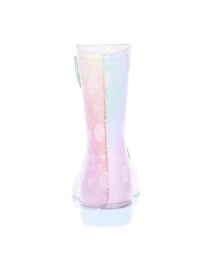 360 degree animation of product Mini girls pink RI print ombre wellie boots frame-9