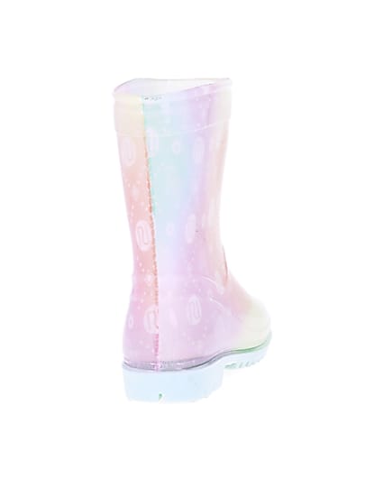 360 degree animation of product Mini girls pink RI print ombre wellie boots frame-10
