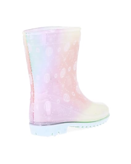 360 degree animation of product Mini girls pink RI print ombre wellie boots frame-12
