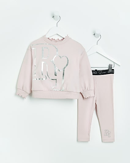 Mini girls pink RI sweatshirt and leggings