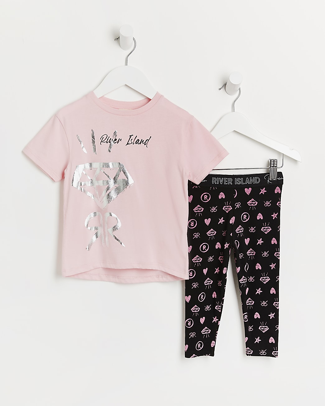 Mini girls pink RI t-shirt and leggings set