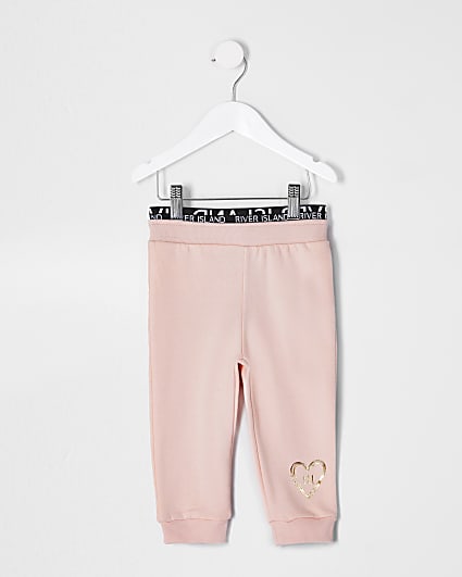 Mini girls pink RI waistband joggers