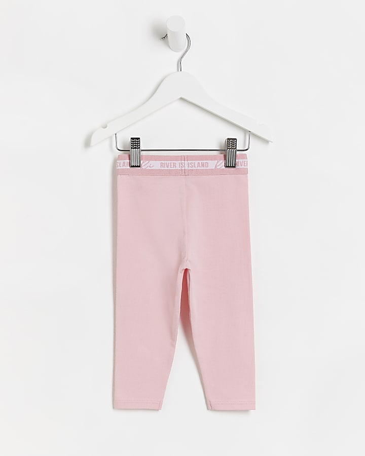 Mini girls pink RI waistband leggings