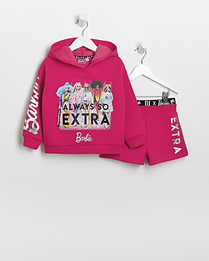 Mini girls pink RI x Barbie hoodie outfit