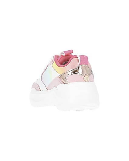360 degree animation of product Mini girls pink RI x Barbie runner trainers frame-7
