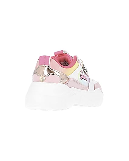 360 degree animation of product Mini girls pink RI x Barbie runner trainers frame-11