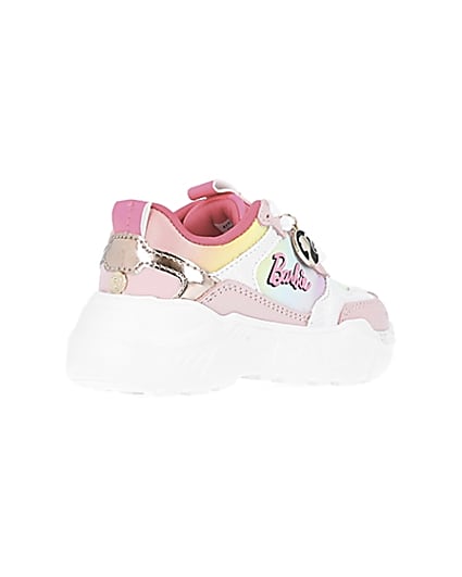 360 degree animation of product Mini girls pink RI x Barbie runner trainers frame-12