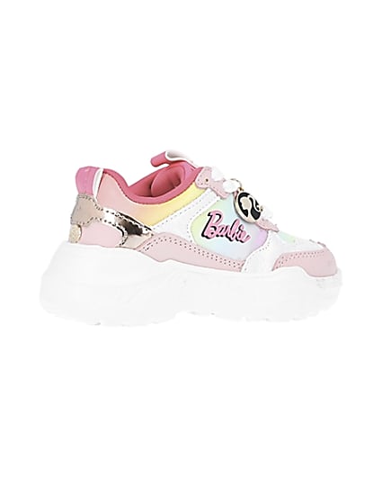 360 degree animation of product Mini girls pink RI x Barbie runner trainers frame-13