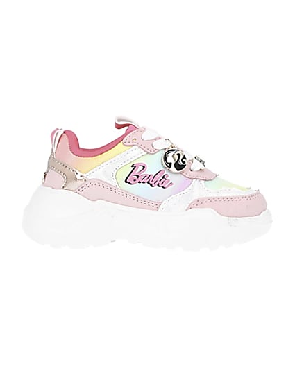 360 degree animation of product Mini girls pink RI x Barbie runner trainers frame-15