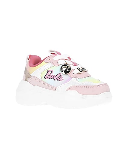 360 degree animation of product Mini girls pink RI x Barbie runner trainers frame-17