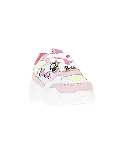 360 degree animation of product Mini girls pink RI x Barbie runner trainers frame-19