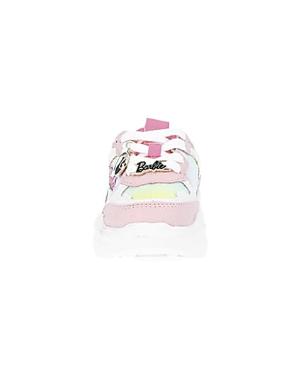 360 degree animation of product Mini girls pink RI x Barbie runner trainers frame-21