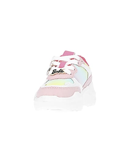 360 degree animation of product Mini girls pink RI x Barbie runner trainers frame-22