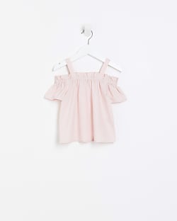 Mini girls pink ruffle blouse