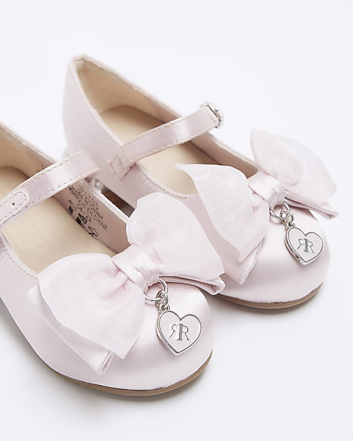 Mini girls pink Satin Bow ballerina shoes