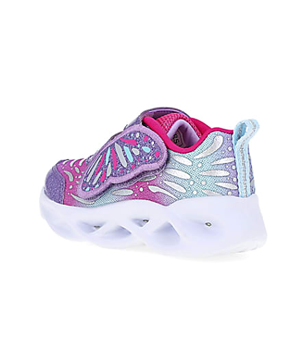360 degree animation of product Mini Girls Pink Skechers Butterfly Trainers frame-6