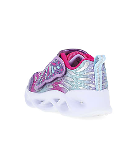 360 degree animation of product Mini Girls Pink Skechers Butterfly Trainers frame-7