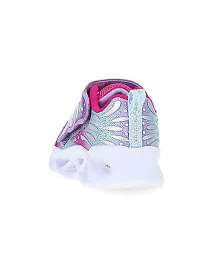 360 degree animation of product Mini Girls Pink Skechers Butterfly Trainers frame-8