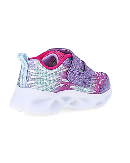 360 degree animation of product Mini Girls Pink Skechers Butterfly Trainers frame-12