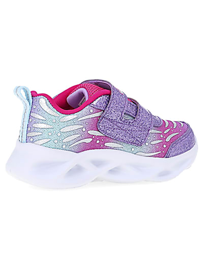 360 degree animation of product Mini Girls Pink Skechers Butterfly Trainers frame-13