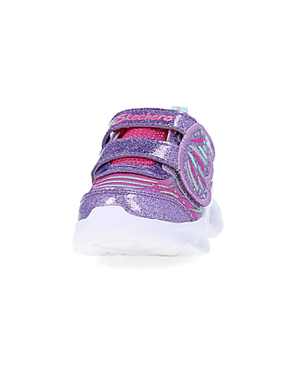 360 degree animation of product Mini Girls Pink Skechers Butterfly Trainers frame-22