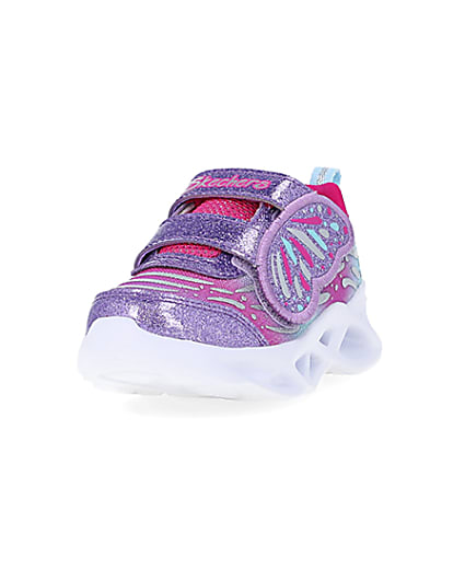 360 degree animation of product Mini Girls Pink Skechers Butterfly Trainers frame-23