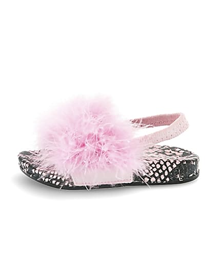 360 degree animation of product Mini girls pink snake feather sliders frame-3