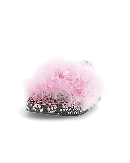 360 degree animation of product Mini girls pink snake feather sliders frame-23