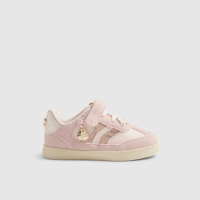 Mini Girls Pink Snake Print Trainers