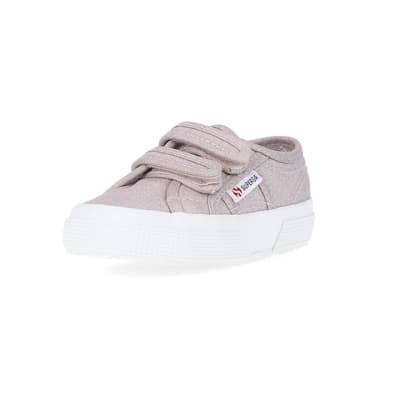 360 degree animation of product Mini Girls Pink Strap Superga Trainers frame-0