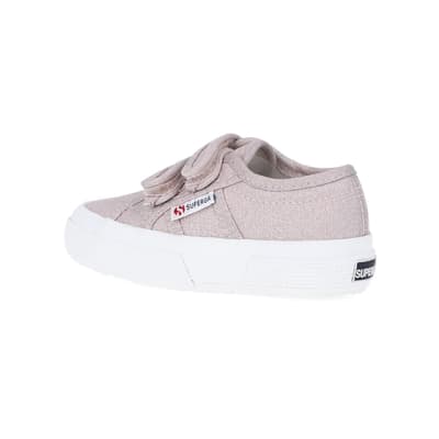 360 degree animation of product Mini Girls Pink Strap Superga Trainers frame-5