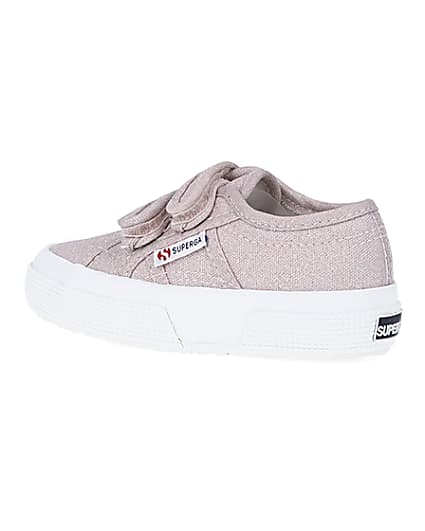 360 degree animation of product Mini Girls Pink Strap Superga Trainers frame-5
