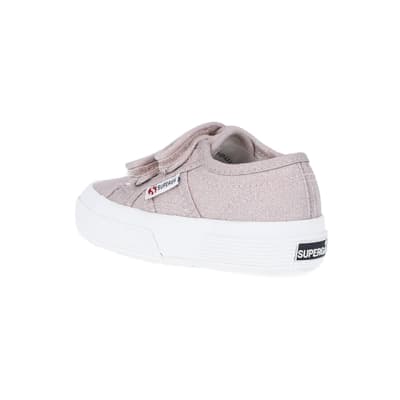 360 degree animation of product Mini Girls Pink Strap Superga Trainers frame-6