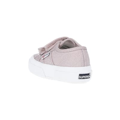 360 degree animation of product Mini Girls Pink Strap Superga Trainers frame-7