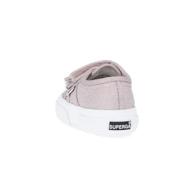 360 degree animation of product Mini Girls Pink Strap Superga Trainers frame-8