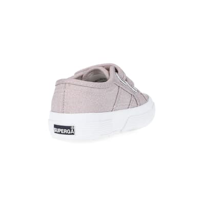 360 degree animation of product Mini Girls Pink Strap Superga Trainers frame-11